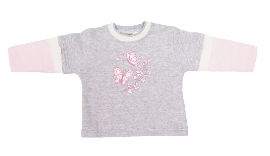 Buzo de Algodon Frizado Sin Capucha Estampado Mariposas