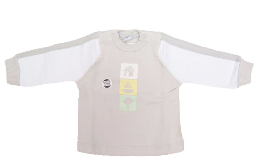 Buzo de Algodon Con Friza Sin Capucha Estampado Casa Arbol  Bote