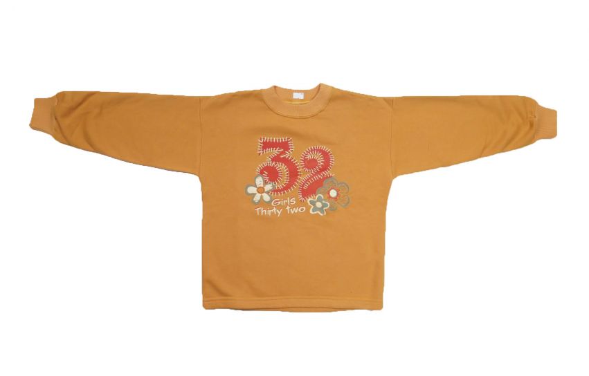 Buzo de Algodon Frizado Sin Capucha Estampado 32 Flor