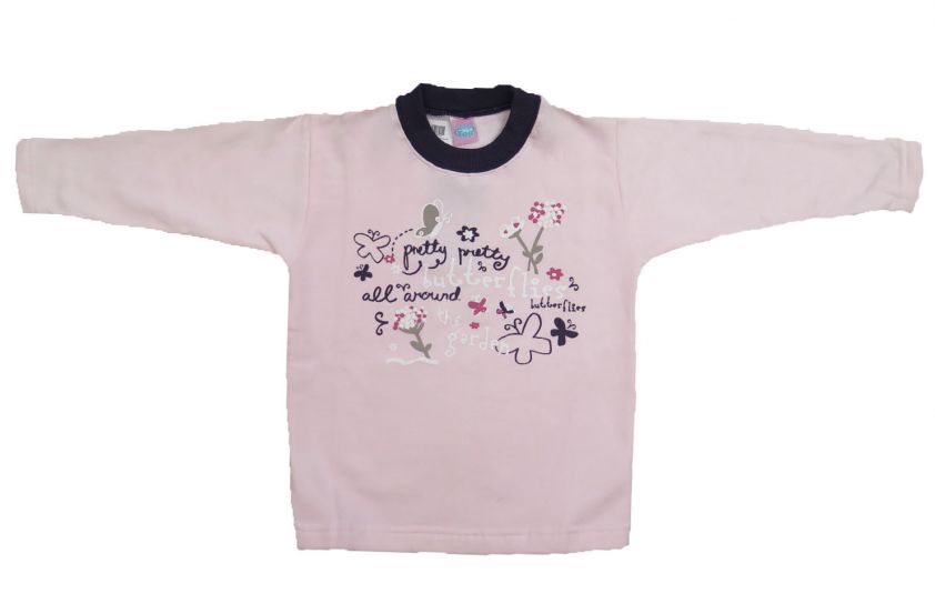 Buzo de Algodon Frizado Sin Capucha Estampado Mariposas Con Brillo