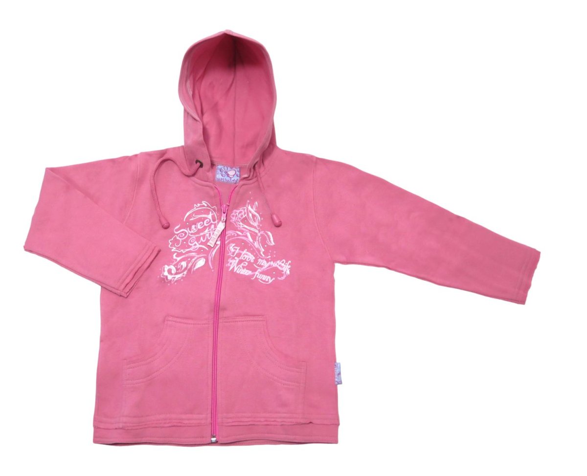 Campera de Algodon Frizado Con Capucha Estampado Brillo Sweet Girl