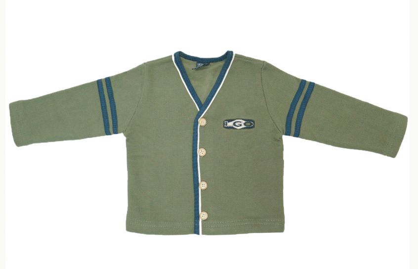 Campera Con Botones Friza Tipo Pique Bordada