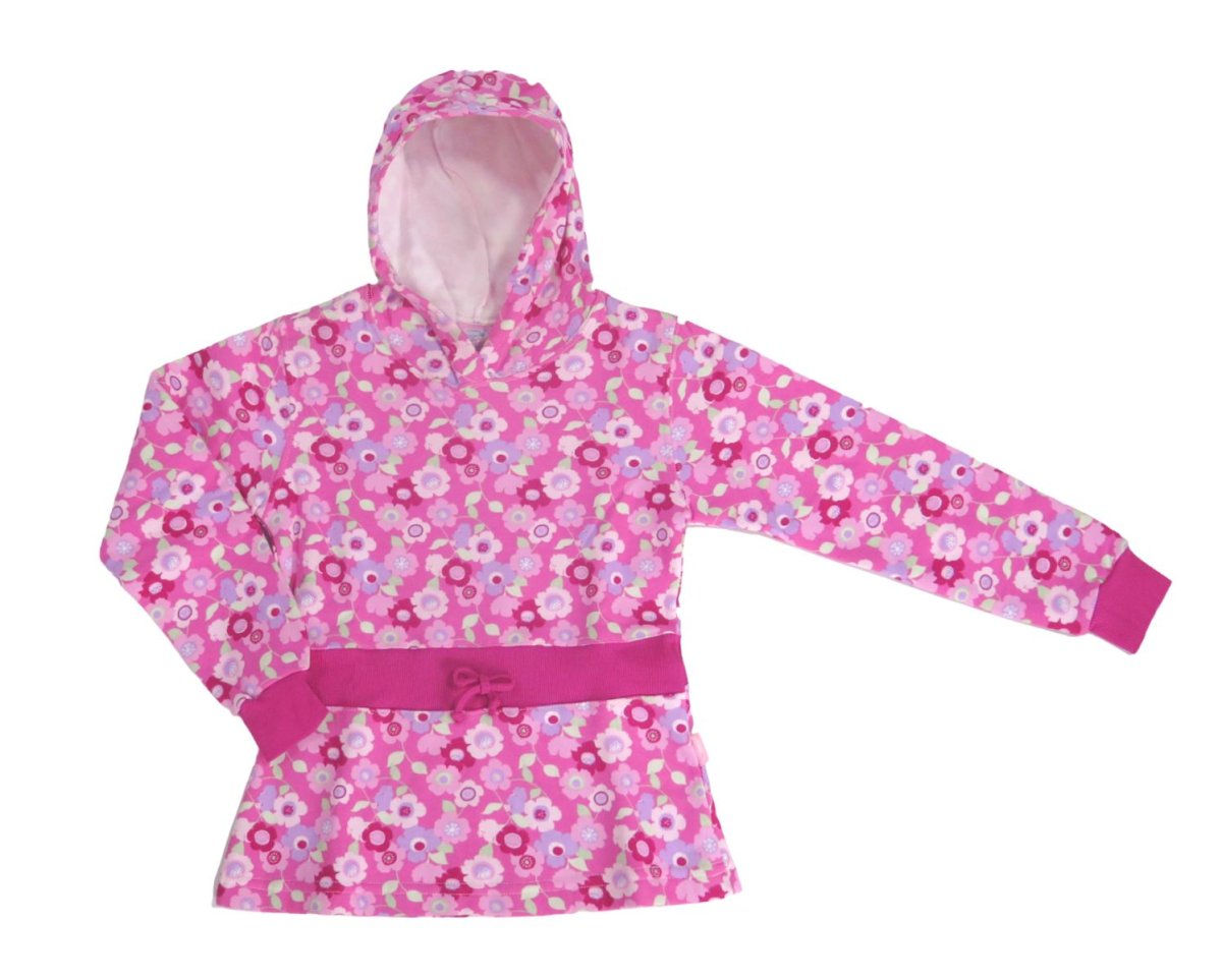 Buzo Frizado Estampado Floreado con detalle en cintura con Capucha