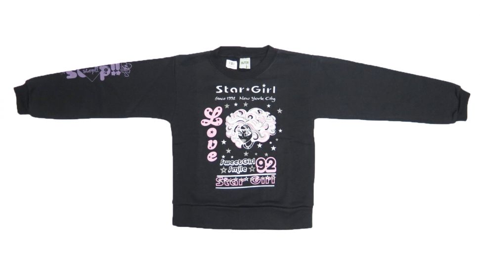 Buzo de Algodon Frizado Sin Capucha Estampado Nena Con Brillo