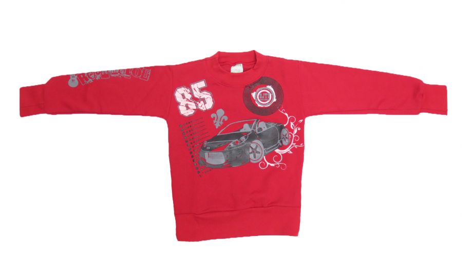 Buzo de Algodon Frizado Sin Capucha Estampado Auto