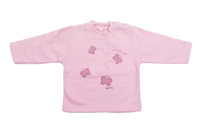 Buzo de Algodon Frizado Estampado Mariposas Con Brillo