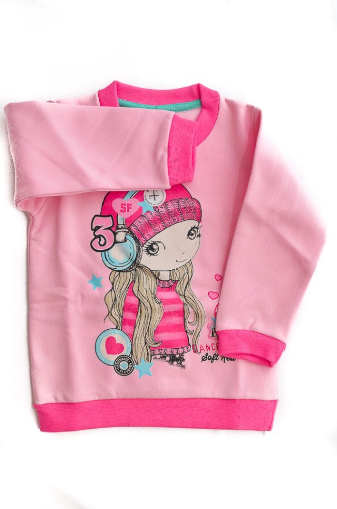 Buzo friza combinado y estampado sin capucha de nena