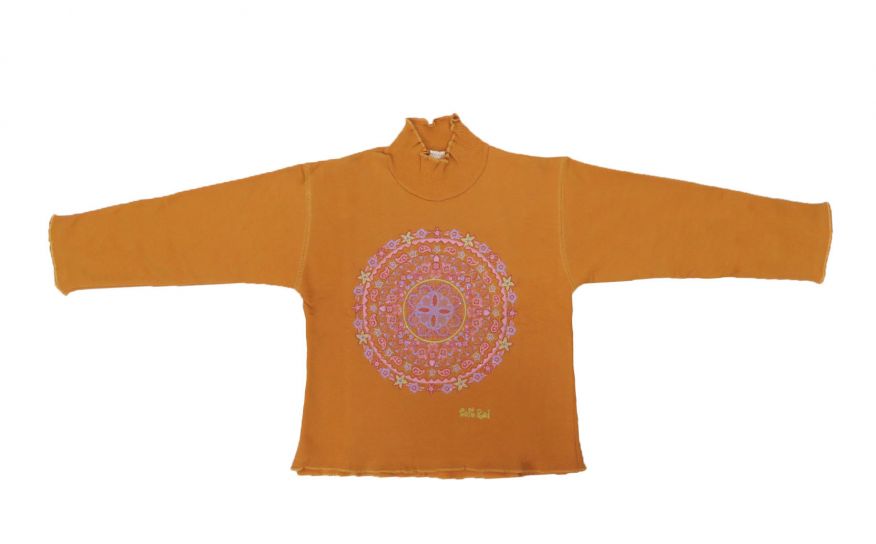Buzo de Algodon Frizado Tipo Polera Estampado Mandala Con Brillo