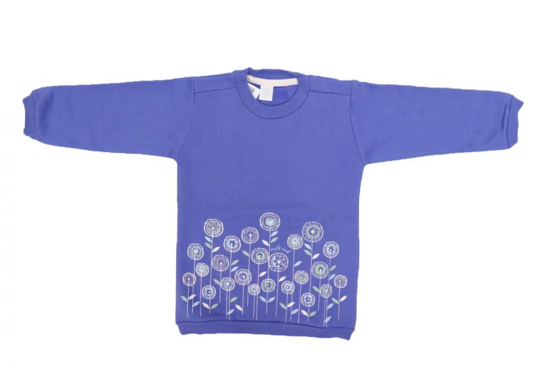 Buzo de Algodon Frizado Estampado de Flores Con Brillo