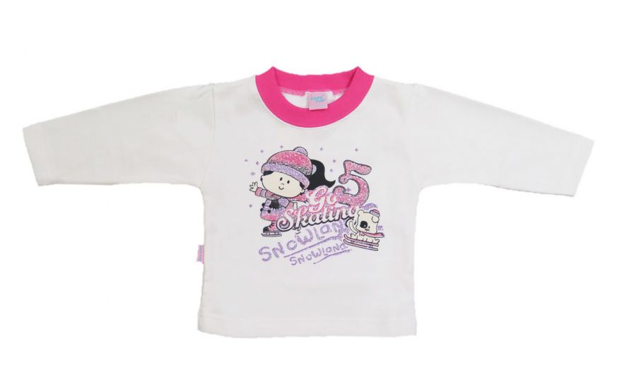 Buzo de Algodon Frizado Estampado Nena Patinando Con Brillo