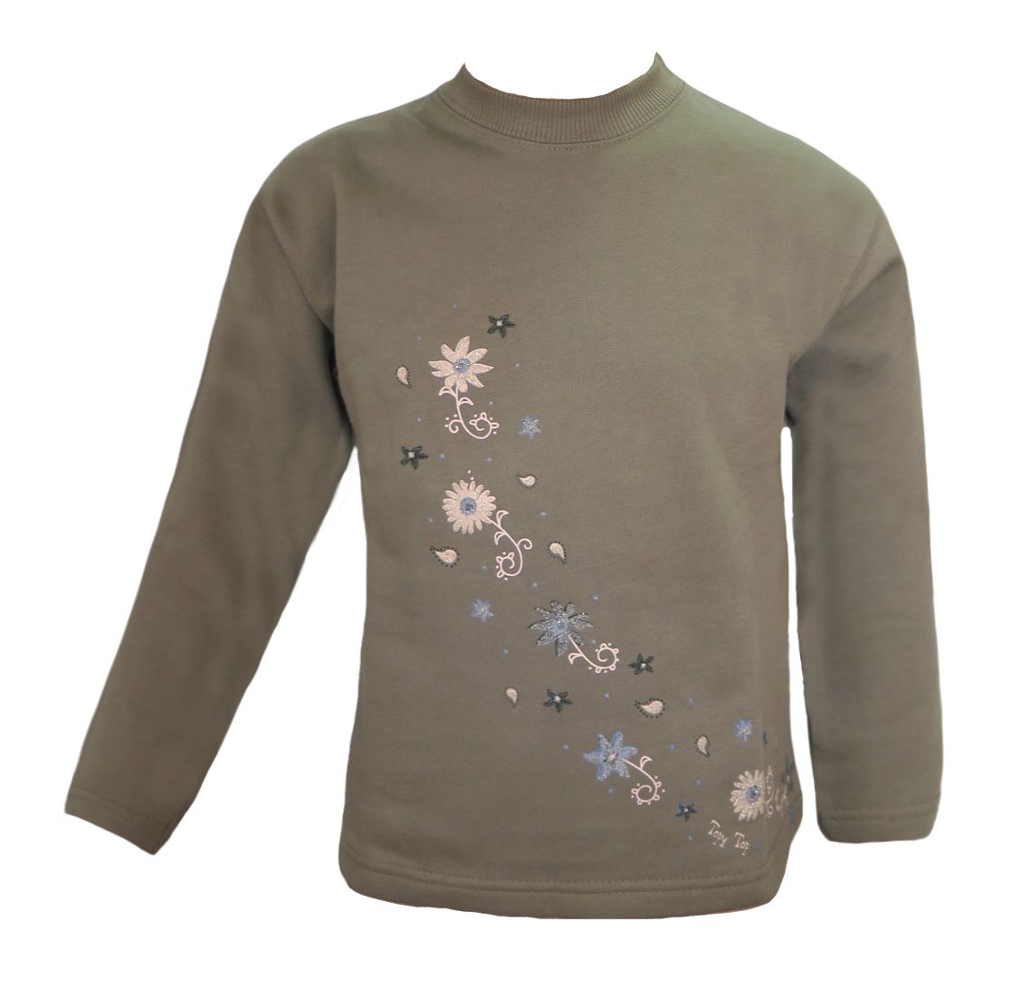 Buzo de Algodon Frizado Estampado de Flores Con Brillo