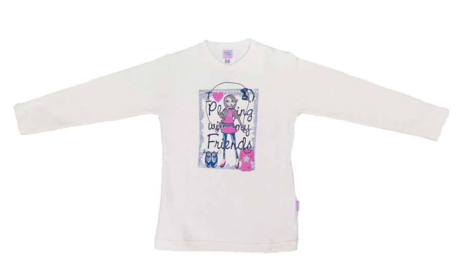 Buzo de Algodon Frizado Estampado Nena Con Brillo