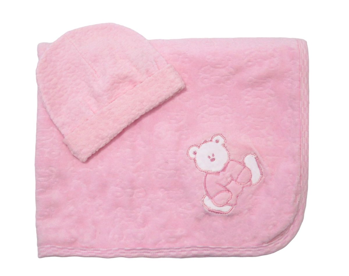 Set de Manta y Gorro Towel Doble Faz Labrado.