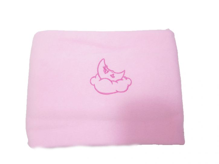 Frazada Polar de Cuna Funcional Lisa Con Bordado de Luna