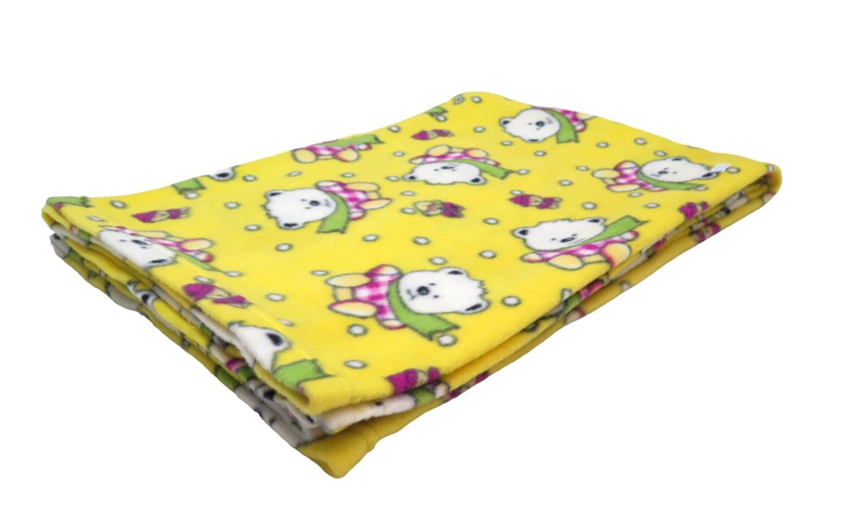 Frazada de Polar Para Cuna Estampado Osos ]Con Bufanda