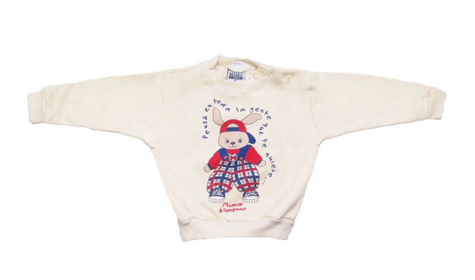 Buzo de Algodon Frizado Estampado Conejo Con Jardinero