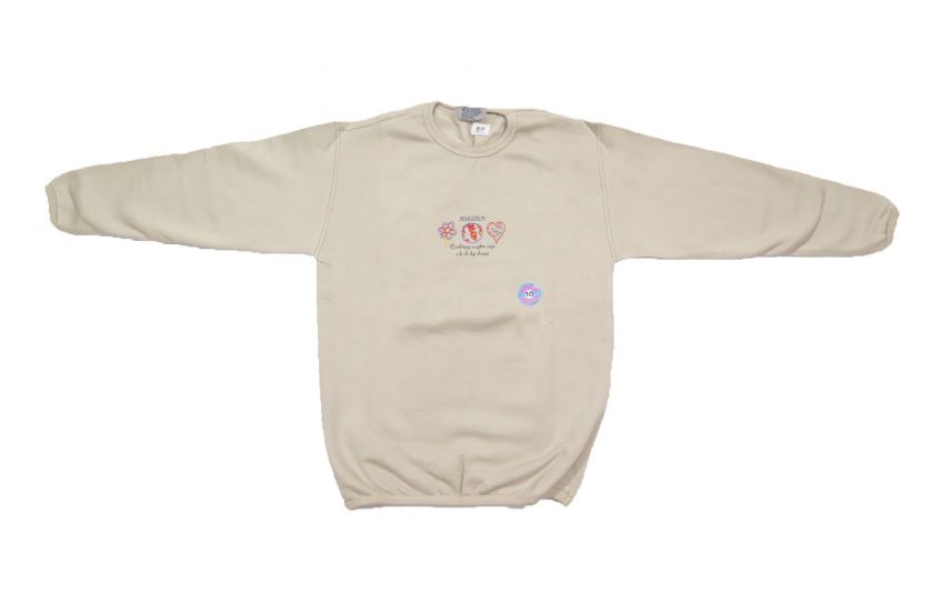 Buzo de Algodon Frizado Sin Capucha Estampado Corazon Flor Mundo