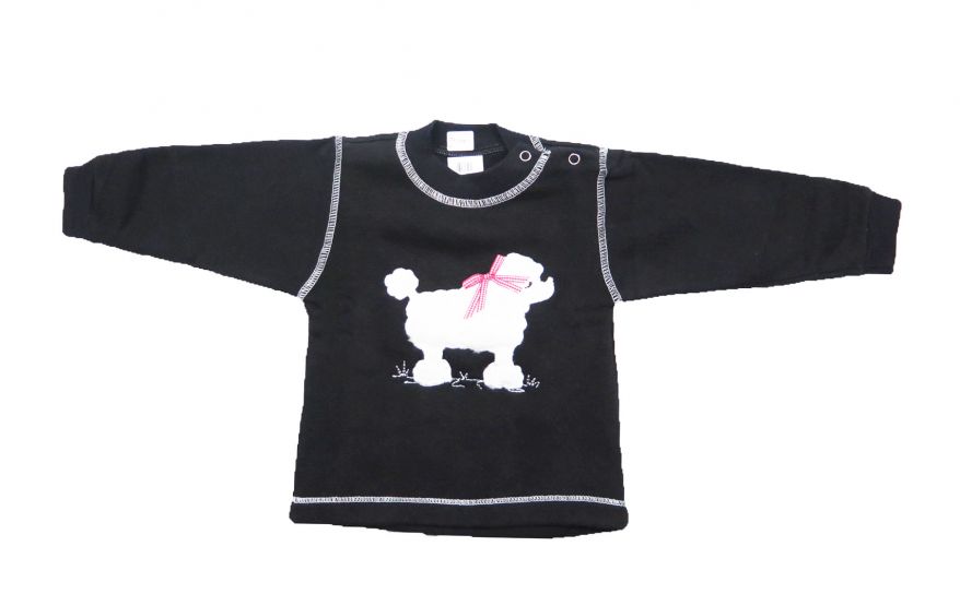 Buzo de Algodon Frizado Con Aplique de Perro Caniche