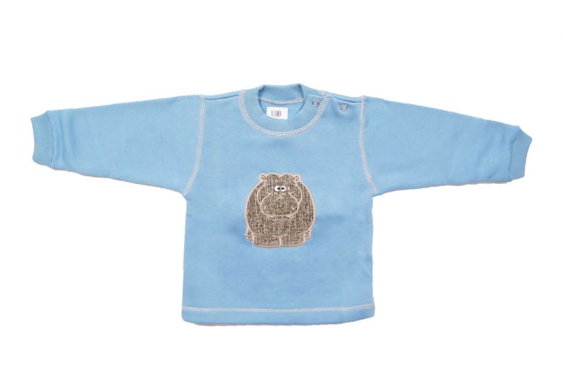 Buzo de Algodon Frizado Con Aplique de Hipopotamo