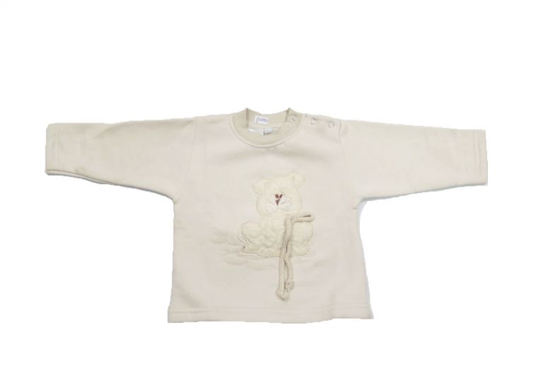 Buzo de Algodon Frizado Con Aplique de Oso