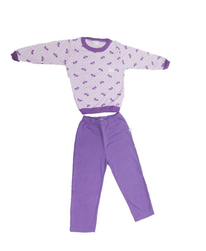 Pijama Invierno Remera Manga Larga y Pantalon Estampado Lunares y Moños