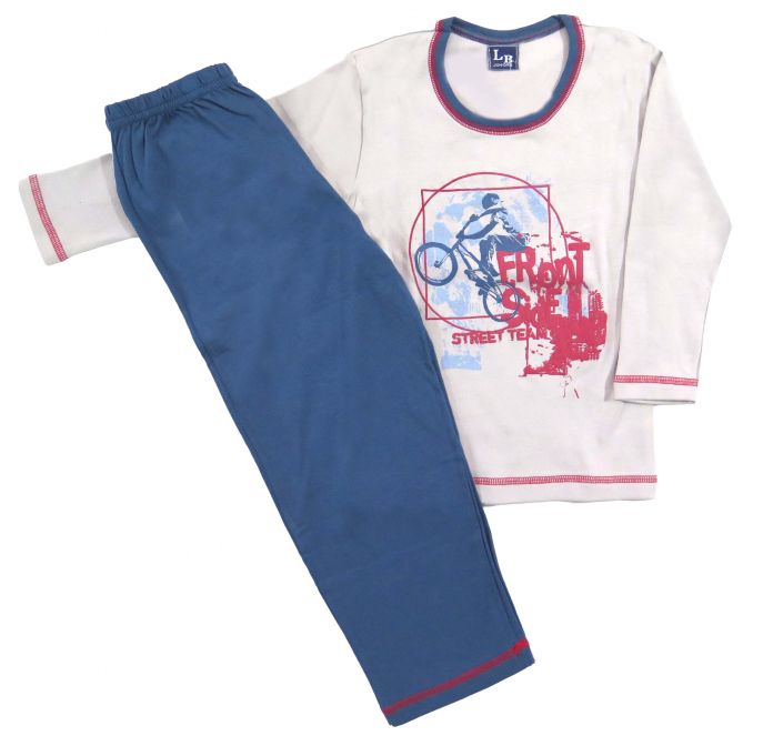 Pijama Invierno Remera Manga Larga Estampado Bicicleta