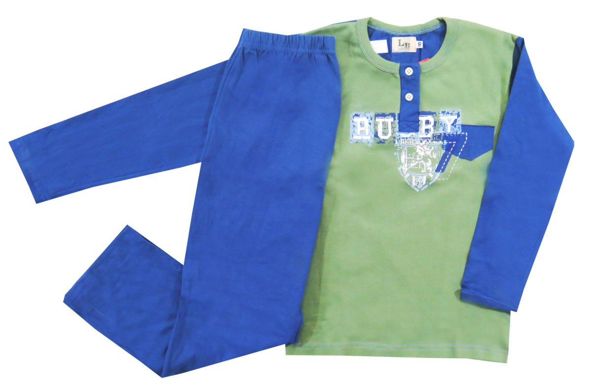 Pijama Invierno Remera Manga Larga Estampado de Rugby