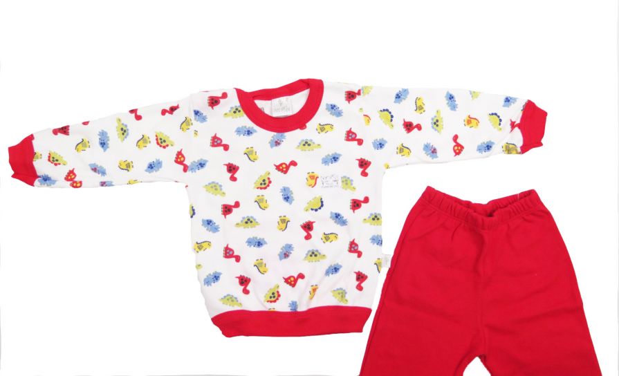 Pijama Invierno Remera Manga Larga y Pantalon Estampado de Dinosaurios