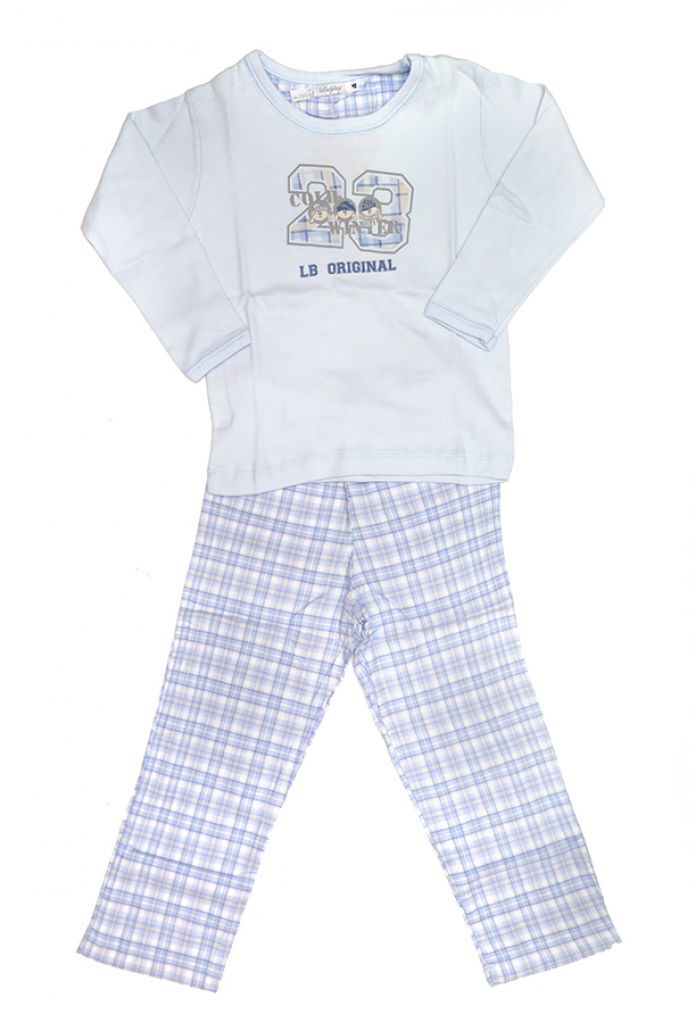 Pijama Invierno Remera Manga Larga Estampado 23  y Pantalon de Viyela a Cuadros