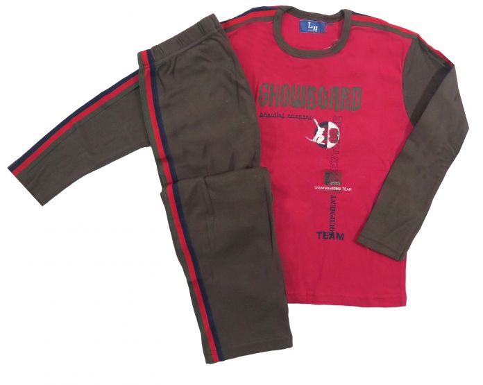 Pijama Invierno Remera Manga Larga y Pantalon Estampado "Snowboard"