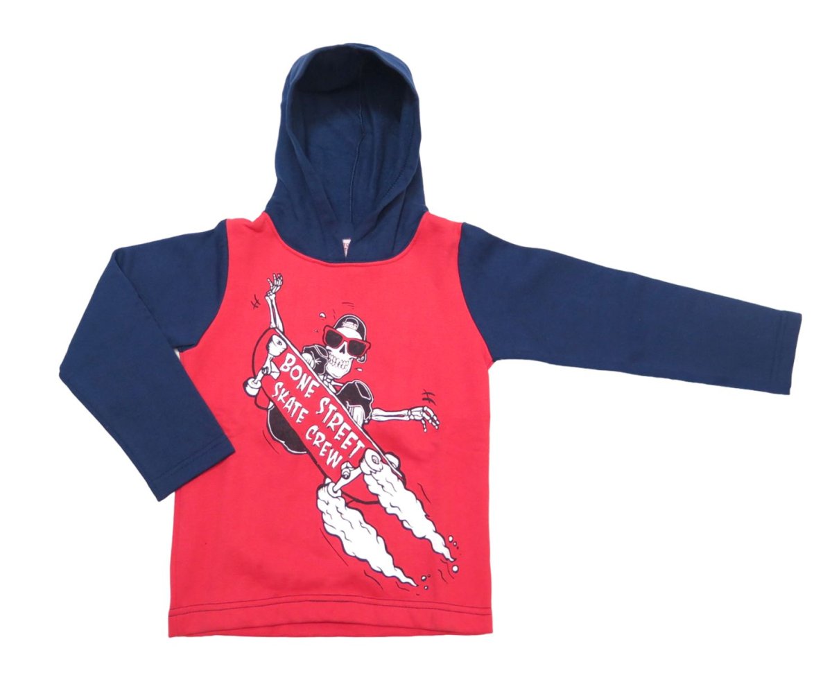 Buzo de Algodon Frizado con Capucha Estampado Esqueleto en Skate