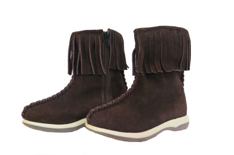 Bota de Gamuza Con Flecos y Costura