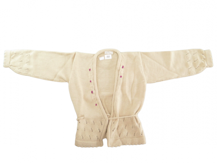 Saquito de Cashmilon Cruzado con lazo, Calado y Bordado