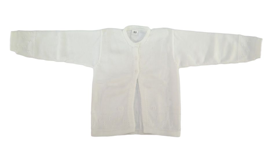 Saquito  Cashmilon Tejido Botones Forrados y Borde Trabajado