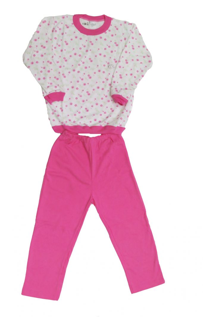 Pijama Invierno Remera Manga Larga y Pantalon Estampado de Flores