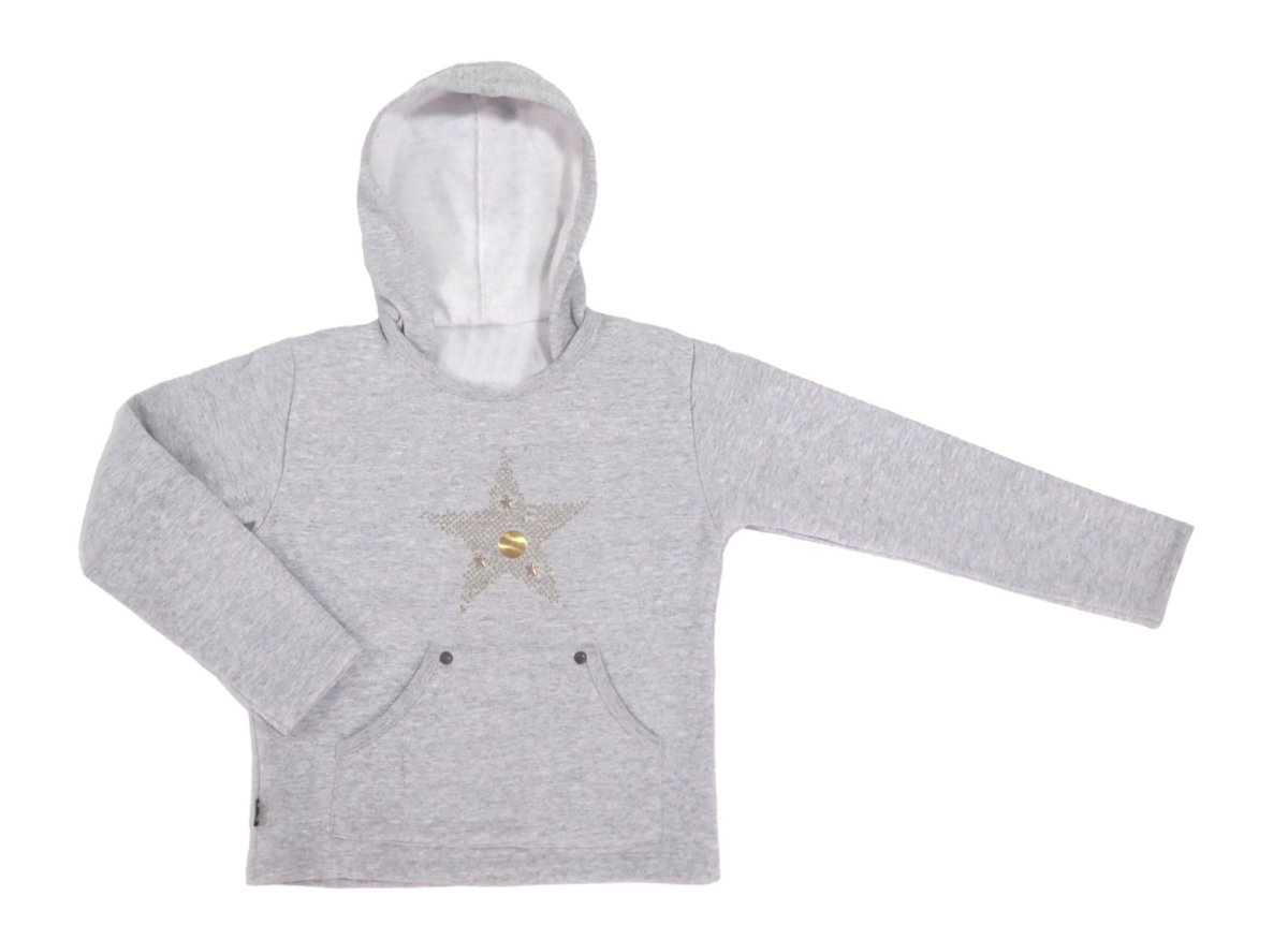 Buzo Frizado estampado Tachas y Estrella con Capucha