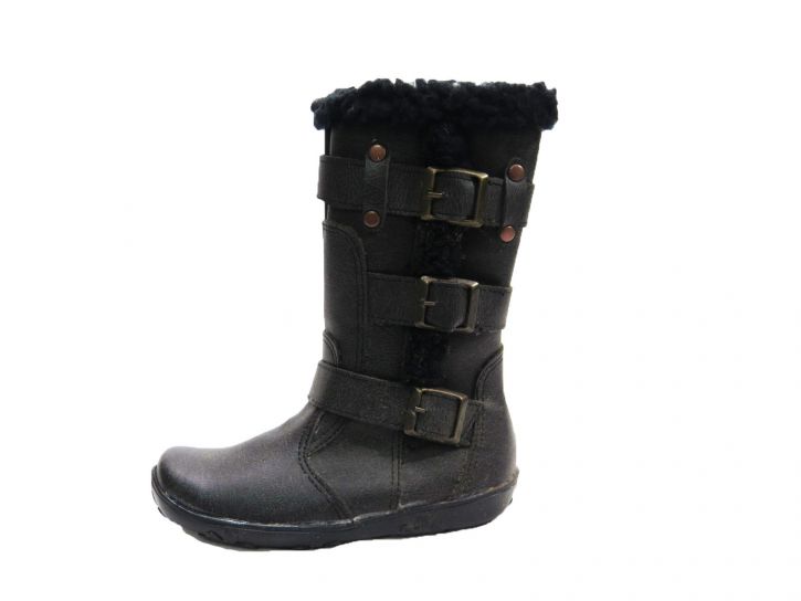 Bota Piel Tres Hebillas con Cierre