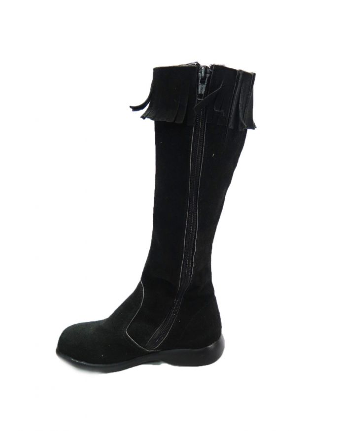 Bota Caña Alta de Gamuza Con Cierre y Flecos