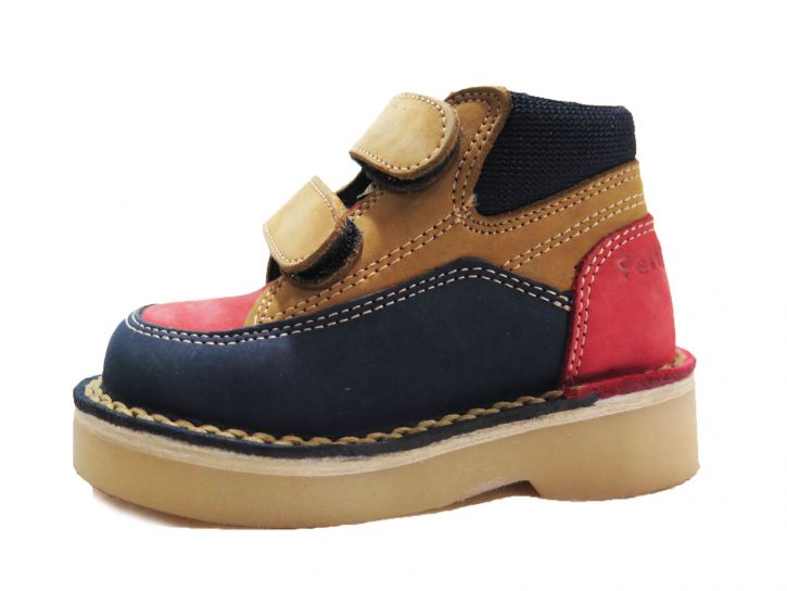 Botita Bota de Nobuk Fray Mocho Con Doble Velcro Combinado