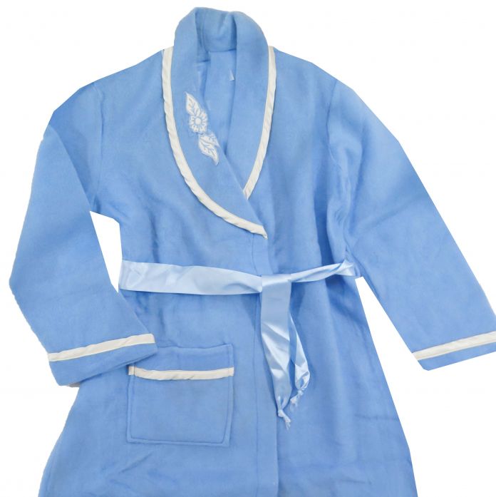 Bata Polar Con Aplique Bordado de Flores