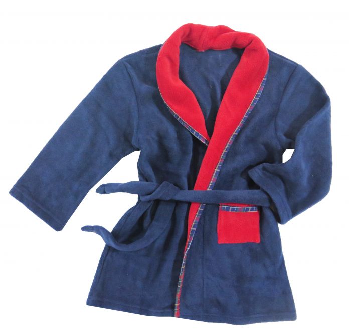 Bata Polar Con Borde Escoces y Bolsillo