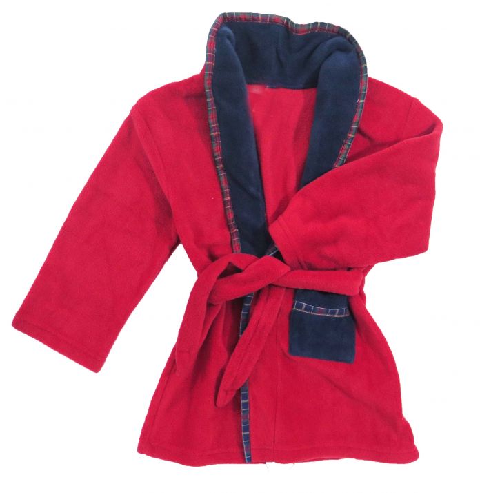 Bata Polar Con Borde Escoces y Bolsillo