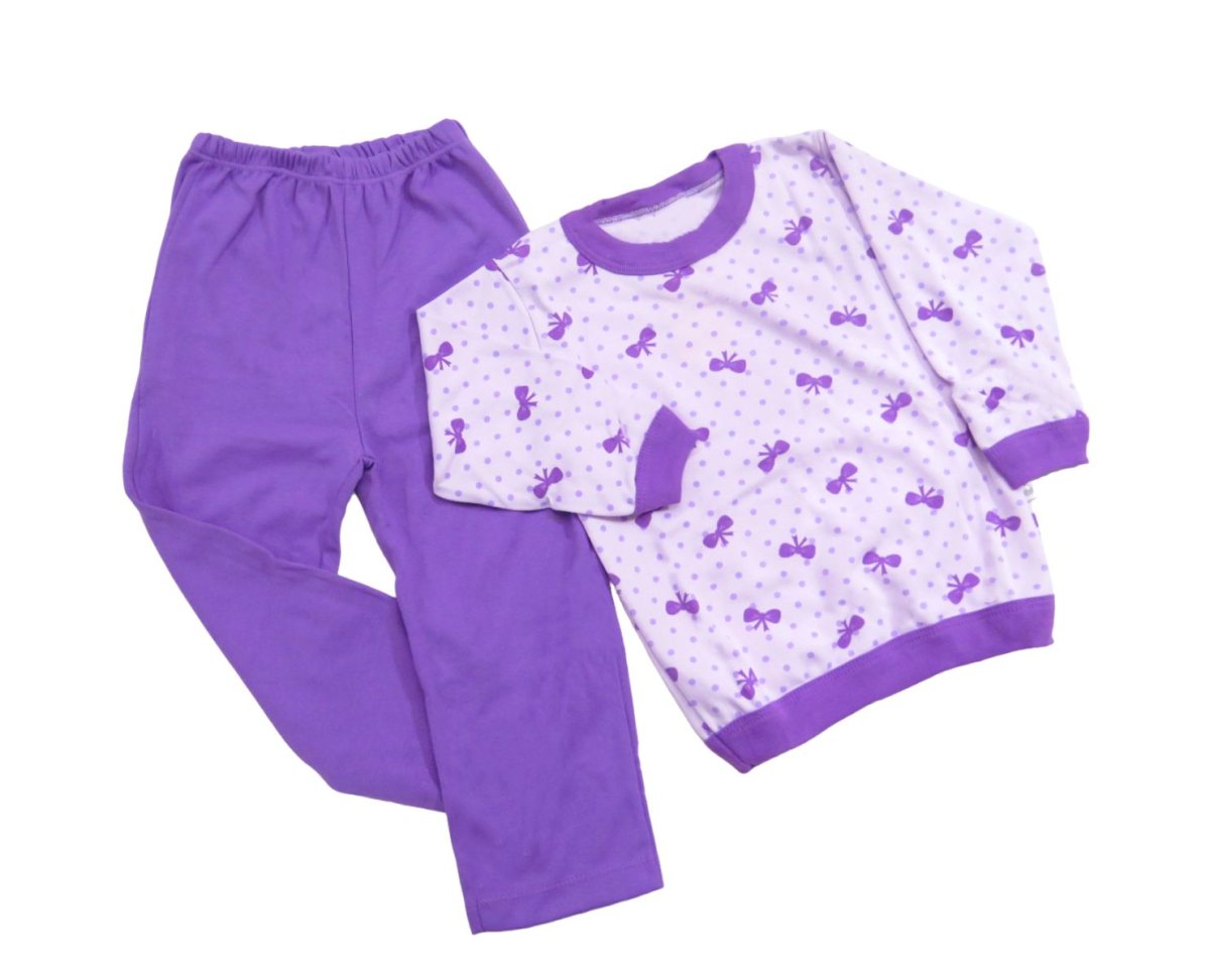 Pijamas Manga Larga Estampado de Lunares y Moños