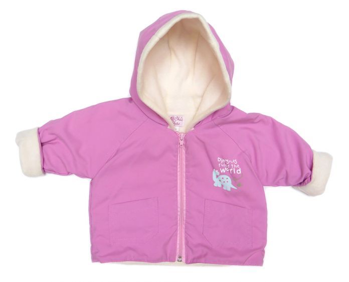 Campera Interior en Polar Con Capucha Estampado en Espalda de Dinosaurios