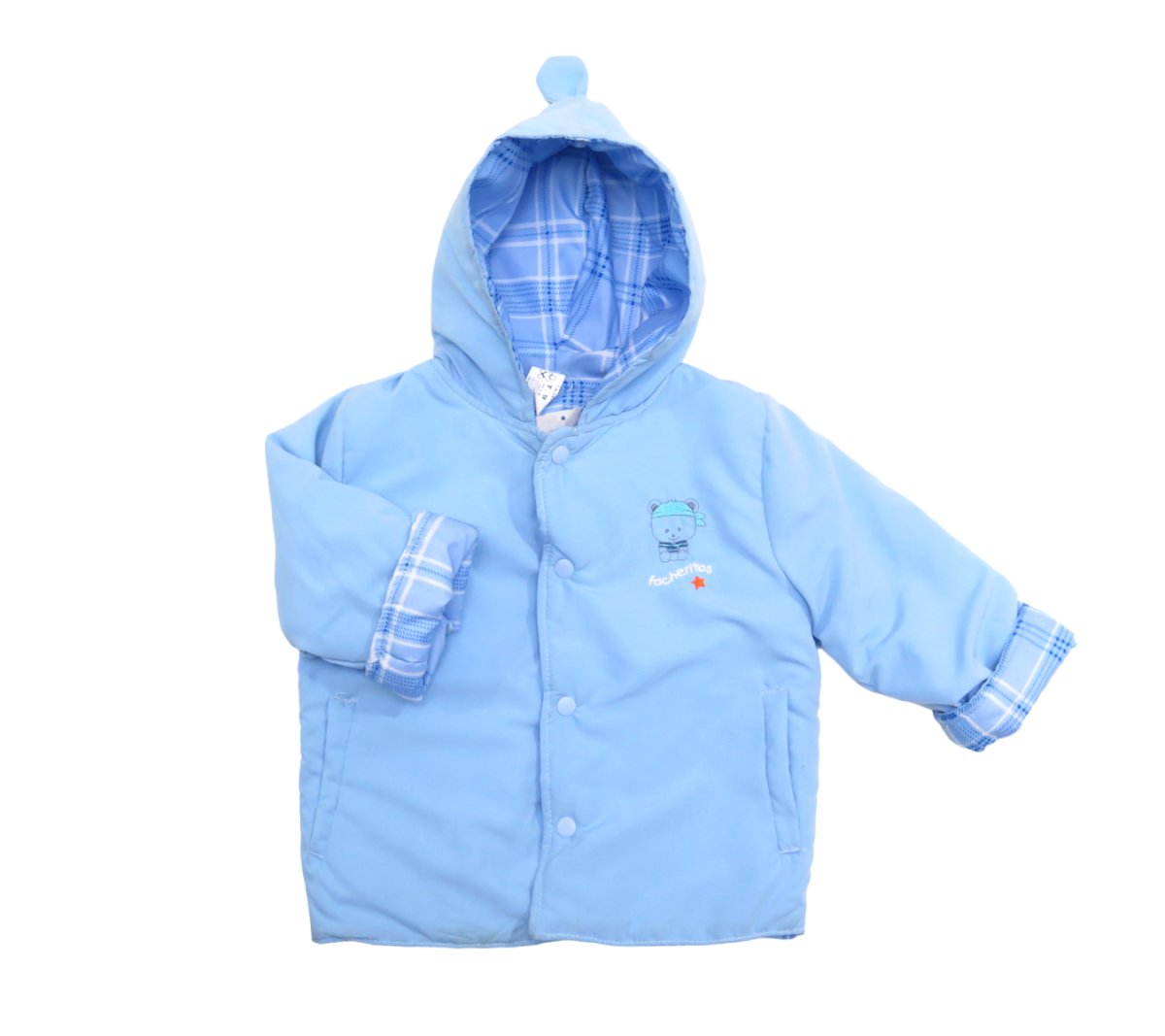 Campera Microfibra y Wata Con Capucha con Orejitas y Oso Bordado