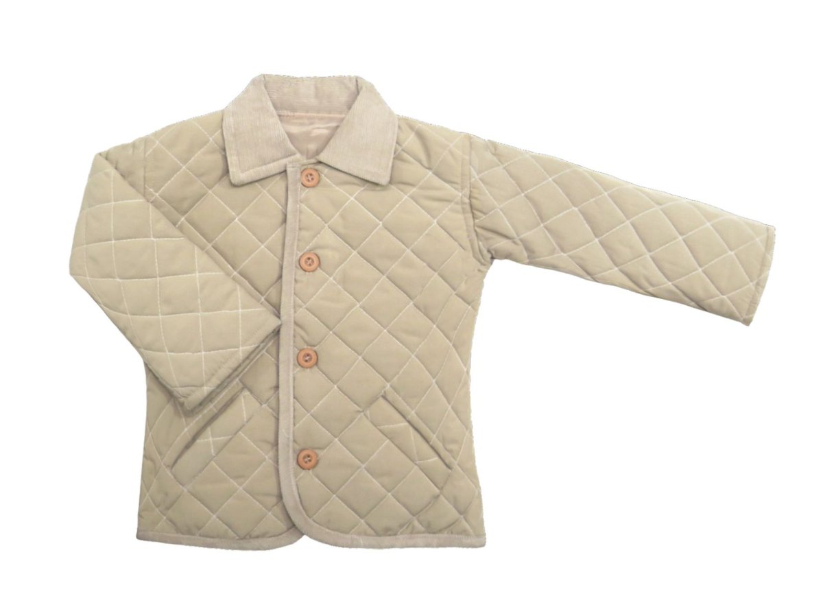 Campera de Gabardina Matelasse con Cuello de Corderoy