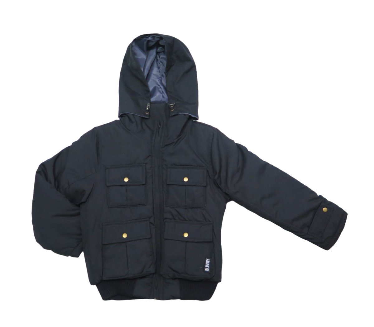 Campera de Gabardina Forrado en Polar con Cintura y Capucha Oculta