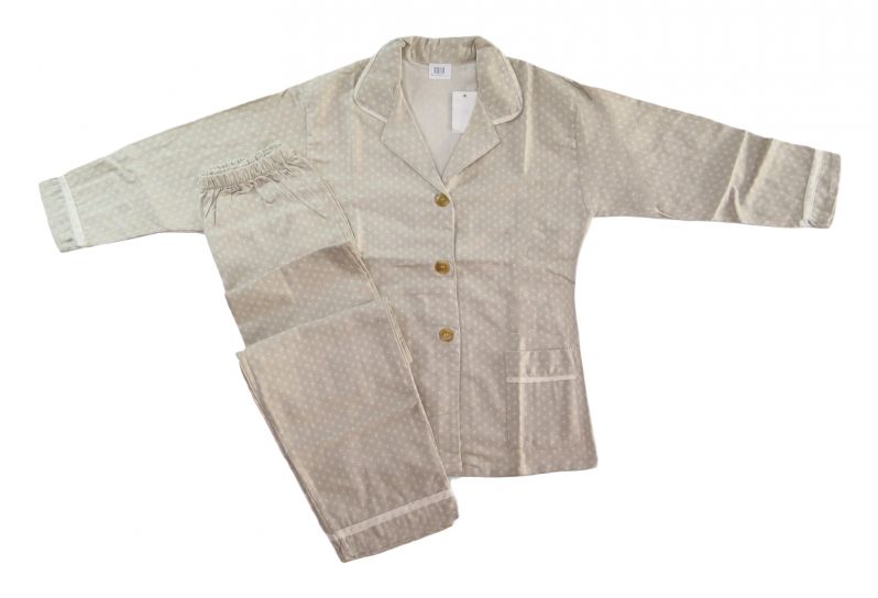 Pijama  Invierno Viyela Boton Estampado Florcitas con Bies en el cuello