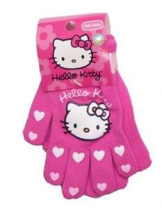 Guante Personaje Tejido Estampado de Hello Kitty con Corazones