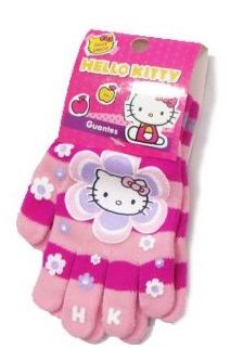 Guante Personaje Tejido Estampado Hello Kitty  con Flores y Rayas